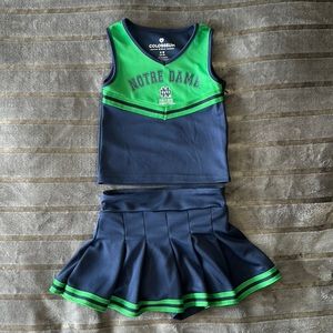 Girls Notre Dame Cheerleading 2 piece outfit